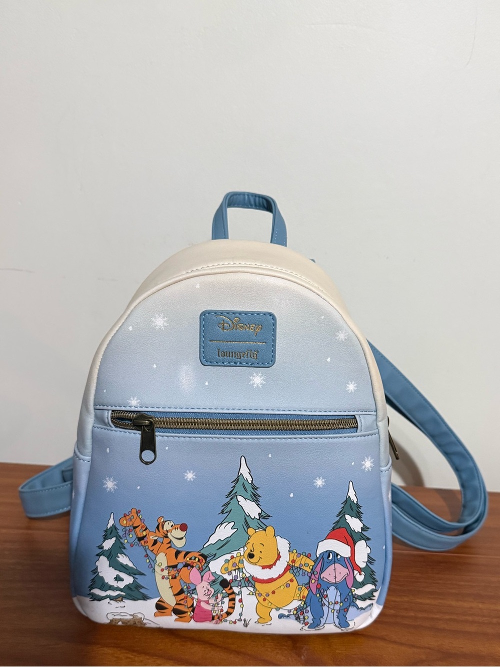Disney Loungefly Winnie the Pooh Winter Backpack - Light Blue & Cream